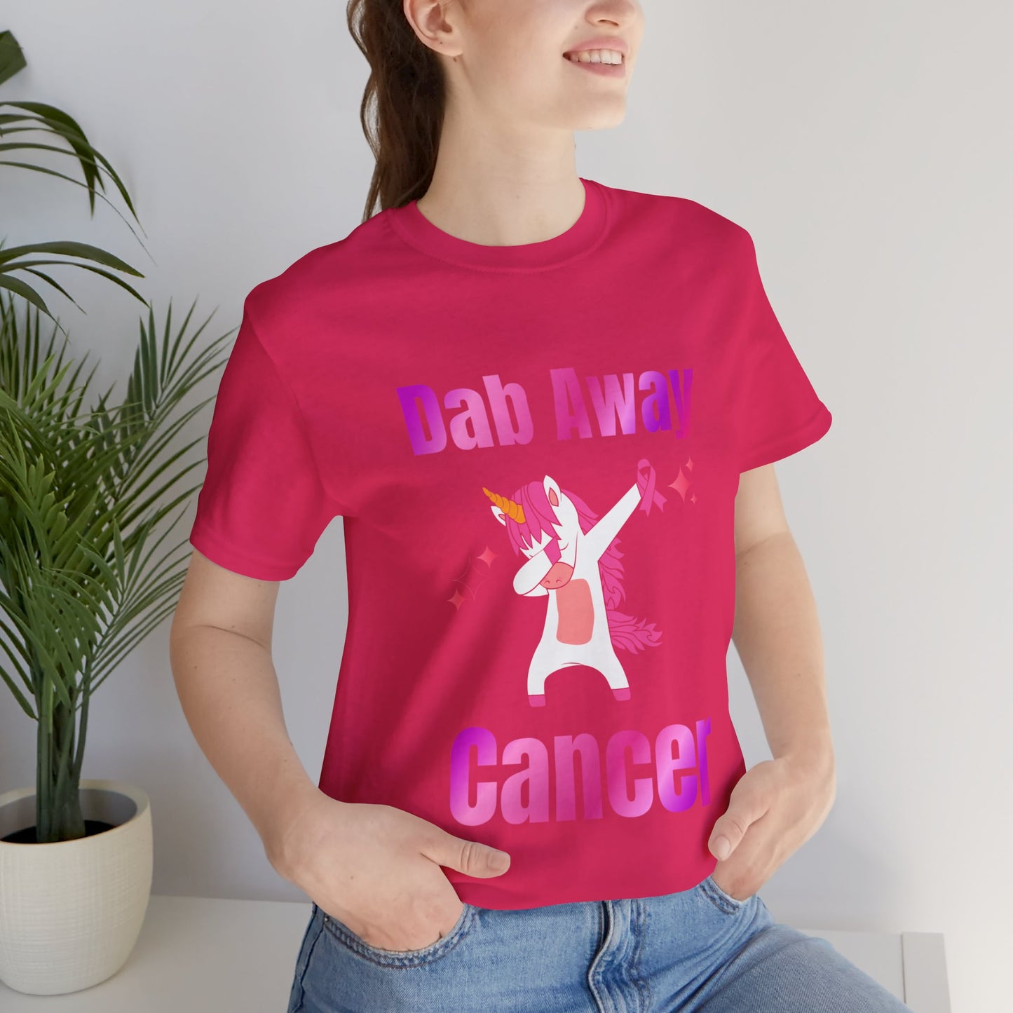 Dab Away Cancer Unicorn Unisex Jersey Short Sleeve Tee