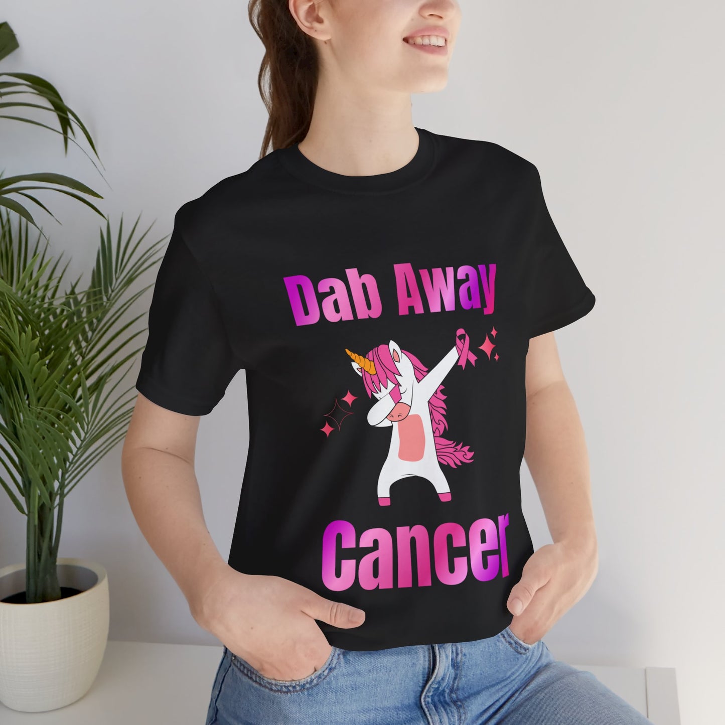 Dab Away Cancer Unicorn Unisex Jersey Short Sleeve Tee