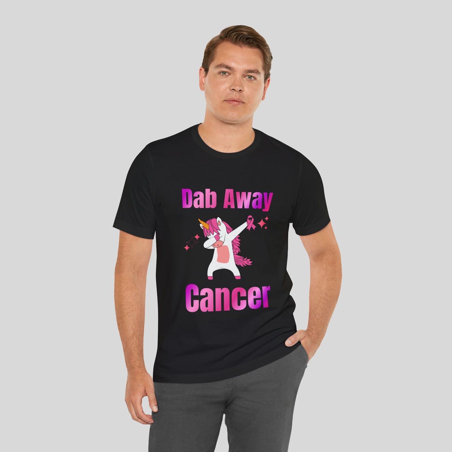 Dab Away Cancer Unicorn Unisex Jersey Short Sleeve Tee