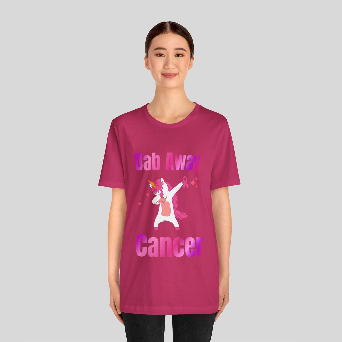 Dab Away Cancer Unicorn Unisex Jersey Short Sleeve Tee