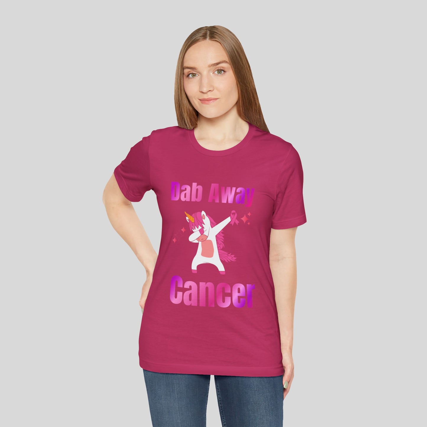 Dab Away Cancer Unicorn Unisex Jersey Short Sleeve Tee