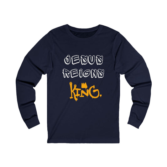 Jesus Reigns King Men's Jersey Long Sleeve Tee