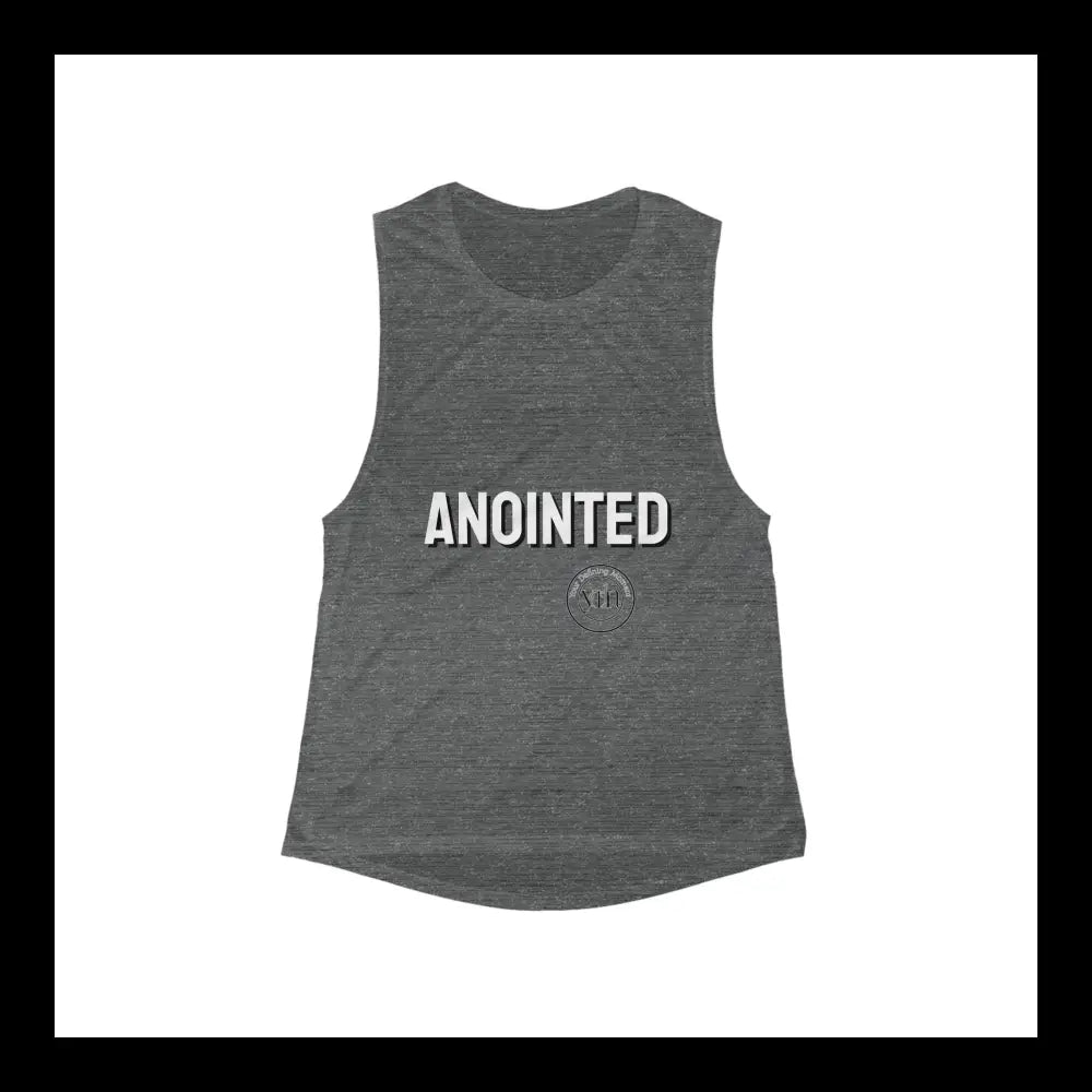 Anointed Racerback Women’s Flowy Scoop Muscle Tank Asphalt Slub / S Top