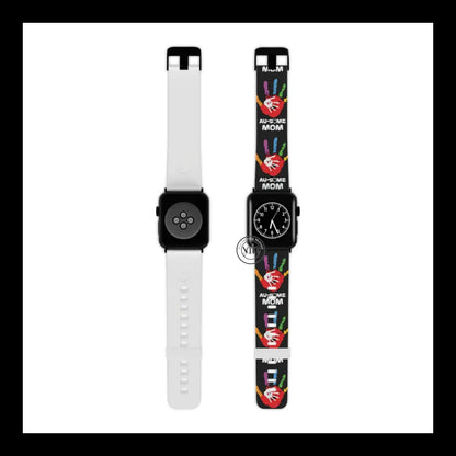 Autism Awareness Au-Some Mom Apple Watch Band 7.5’’ × 0.75’’ / 38 - 40 Mm Black Accessories