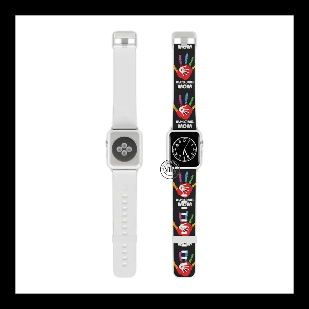 Autism Awareness Au-Some Mom Apple Watch Band 7.5’’ × 0.75’’ / 38 - 40 Mm Silver Accessories