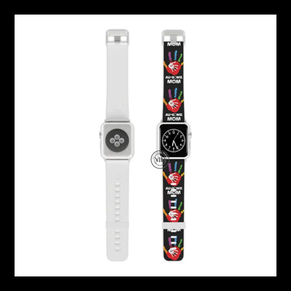 Autism Awareness Au-Some Mom Apple Watch Band 7.5’’ × 0.75’’ / 42 - 44 Mm Silver Accessories