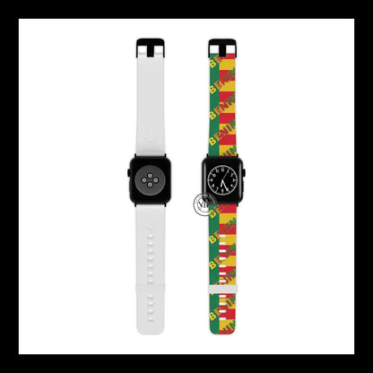 Benin Pride Watch Band Design 7.5’’ × 0.75’’ / 38 - 40 Mm Black Accessories