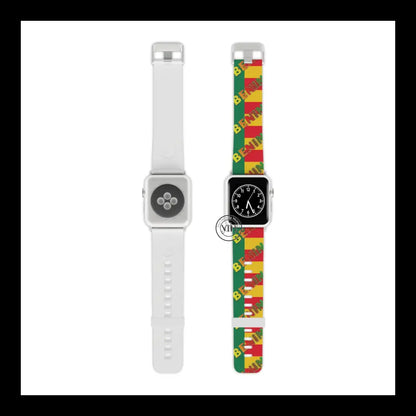 Benin Pride Watch Band Design 7.5’’ × 0.75’’ / 42 - 44 Mm Silver Accessories