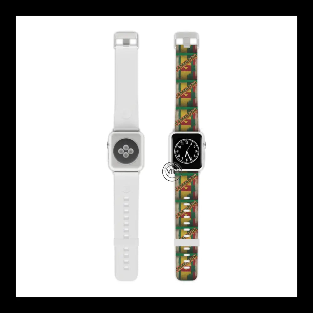 Cameroon Pride Apple Watch Band Design 7.5’’ × 0.75’’ / 38 - 40 Mm Silver Accessories