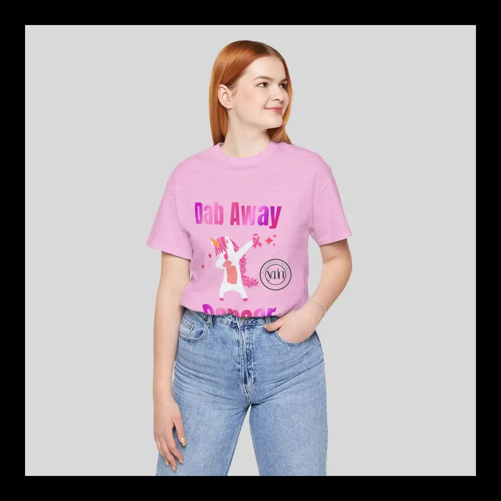 Dab Away Cancer Unicorn Unisex Jersey Short Sleeve Tee Heather Bubble Gum / Xs T-Shirt