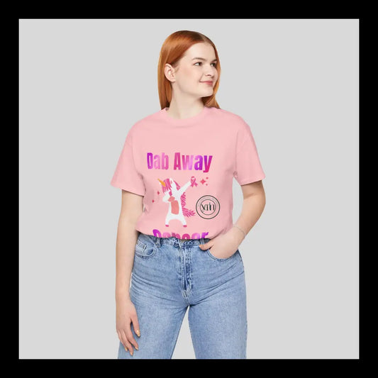 Dab Away Cancer Unicorn Unisex Jersey Short Sleeve Tee Pink / Xs T-Shirt