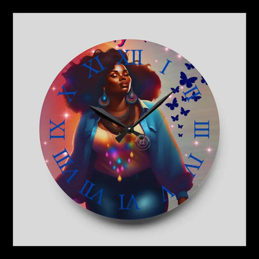 Empowerment Glow Acrylic Wall Clock 10.75’’ × (Round) Home Decor