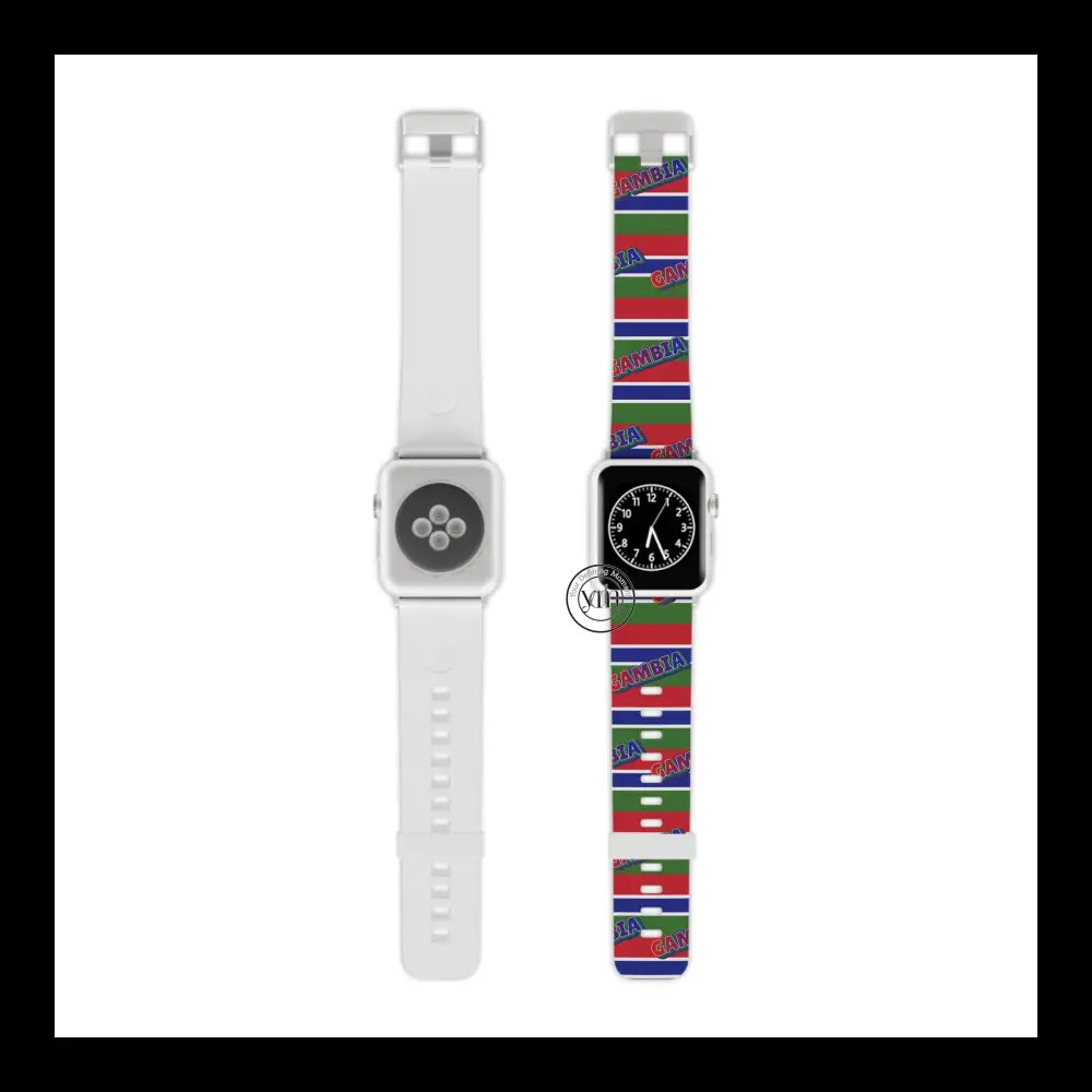 Gambian Pride Apple Watch Band Design 7.5’’ × 0.75’’ / 38 - 40 Mm Silver Accessories