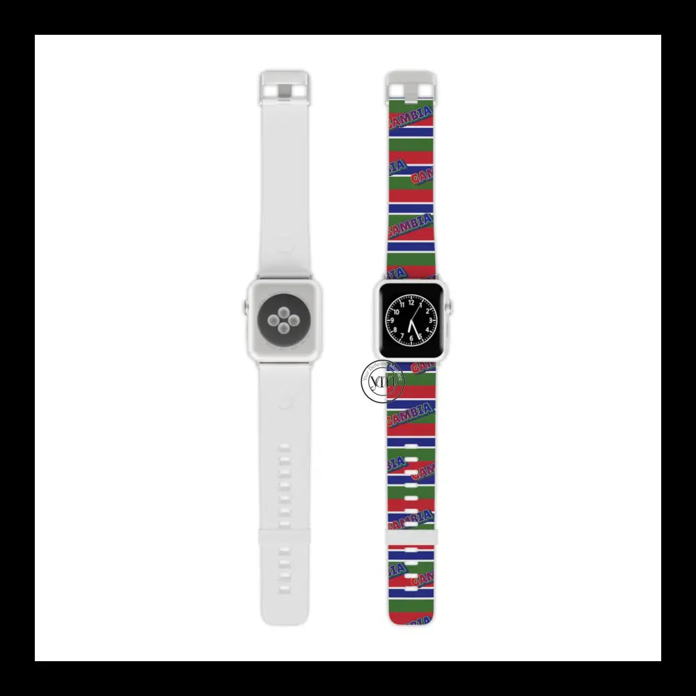 Gambian Pride Apple Watch Band Design 8’’ × 0.75’’ / 42 - 44 Mm Silver Accessories