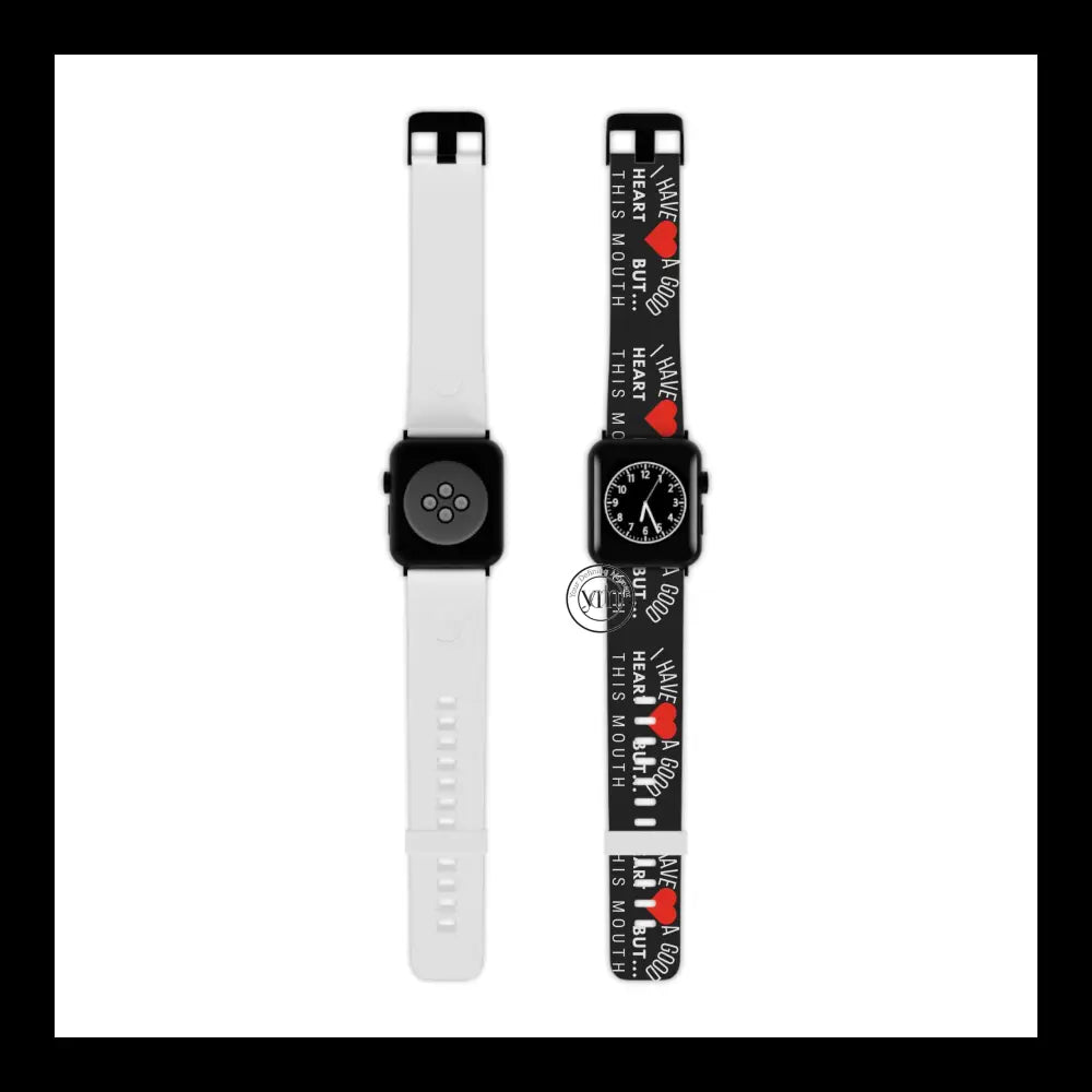 Good Heart Bold Spirit Watch Band Design 8’’ × 0.75’’ / 38 - 40 Mm Black Accessories