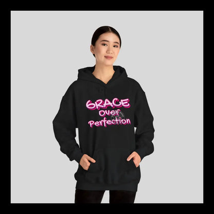 Grace Over Perfection Pink Hoodie Black / S