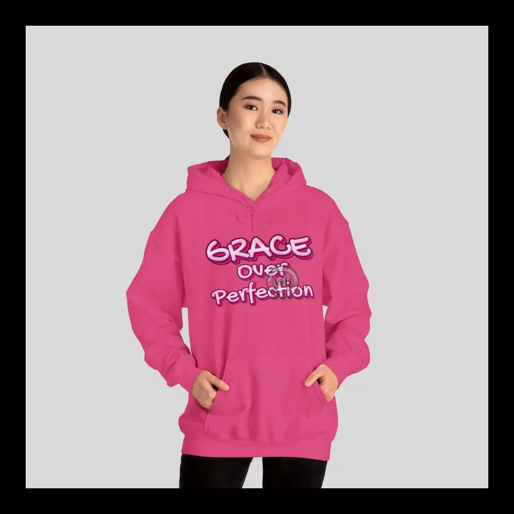 Grace Over Perfection Pink Hoodie Heliconia / S