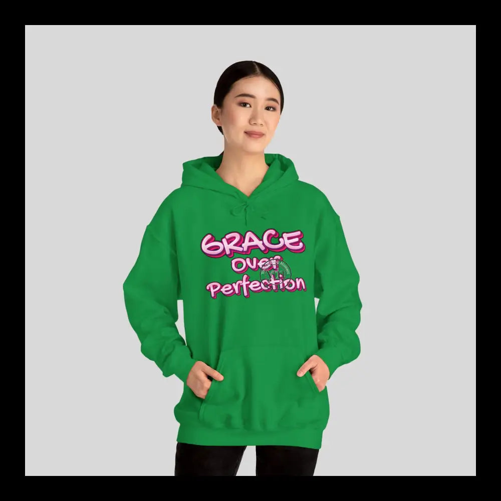 Grace Over Perfection Pink Hoodie Irish Green / S