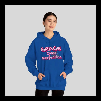 Grace Over Perfection Pink Hoodie Royal / S