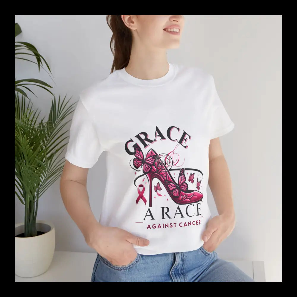 Grace & The Race Against Cancer Awareness Jersey Short Sleeve Tee White / S T-Shirt