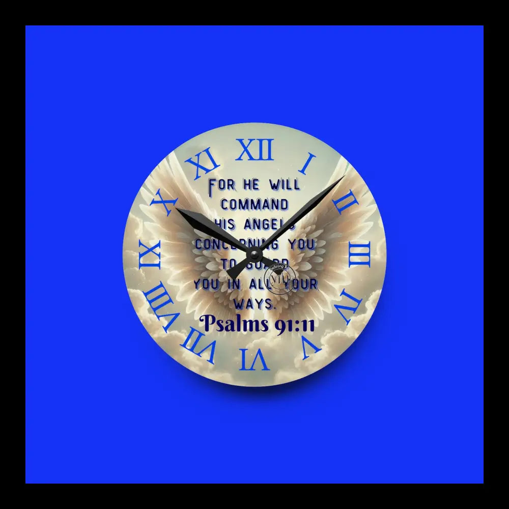 Heavenly Protection Acrylic Wall Clock 8’’ × (Round) Home Decor