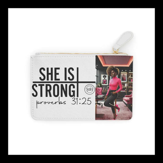 She Is Strong Mini Clutch 6.3” X 4” / White Bags