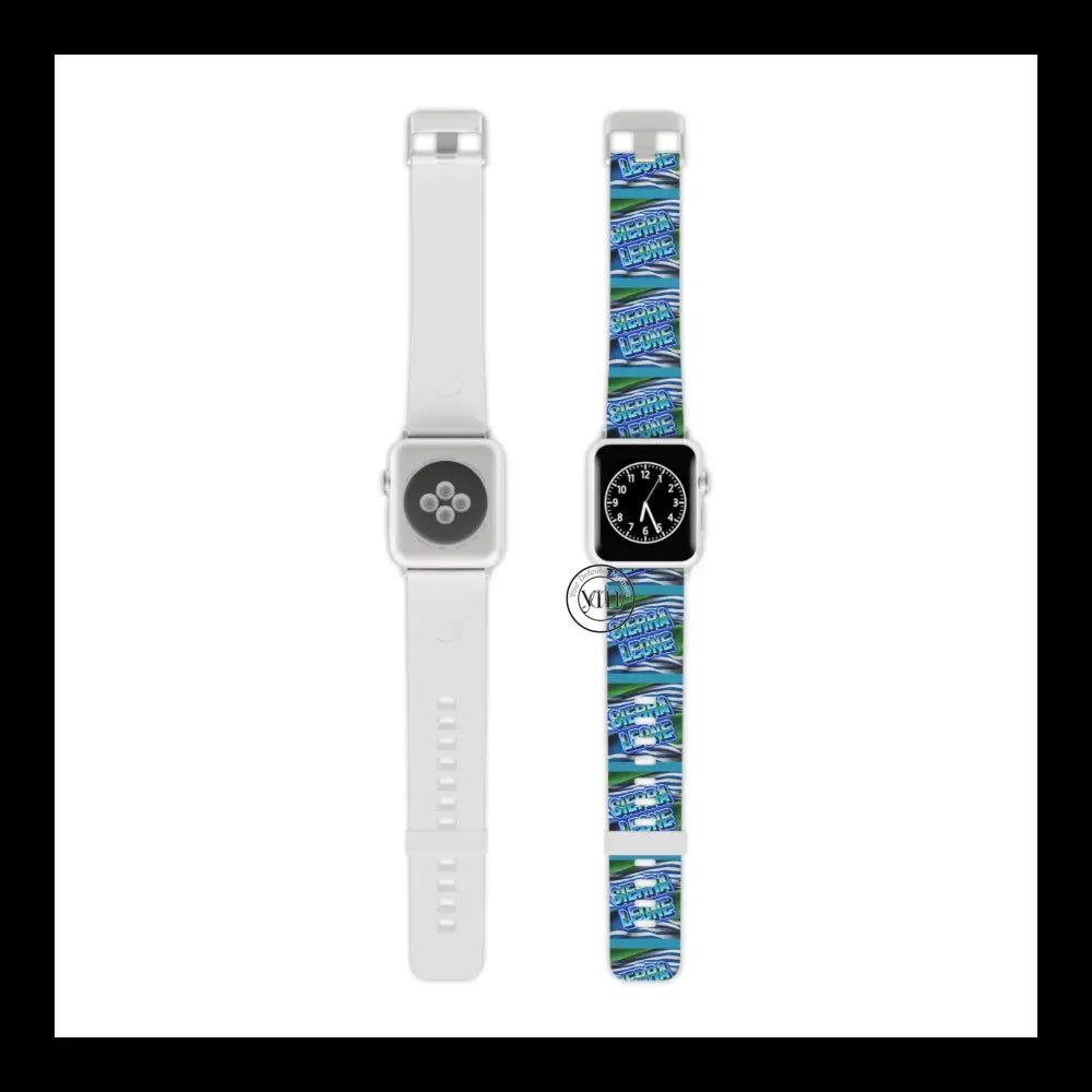 Sierra Leone Pride Apple Band Design 8’’ × 0.75’’ / 38 - 40 Mm Silver Accessories